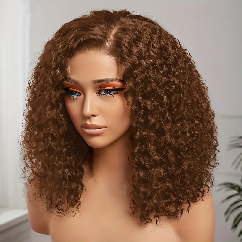 Image of Short Curly Hair Wig Female Small Curly Head Chemical Fiber Headgear Wavy Curly Hair Lace Forehead Wig