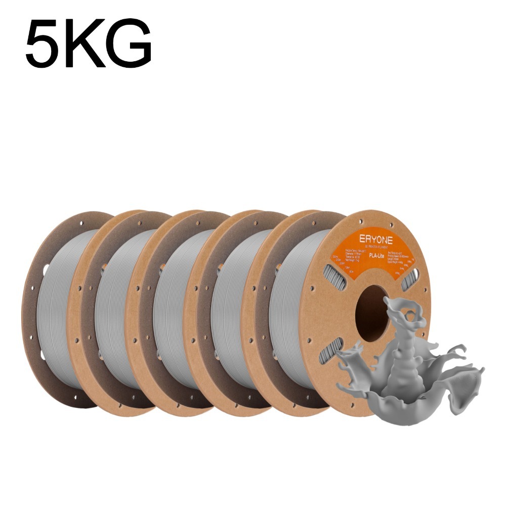 Eryone Pla-lite 3d Printing Supplies Filament For 3d Printer, 5 Rolls, 5kg 1.75mm +/ -0.03mm, Compatible With Most 3d Printers, Easy & Transition