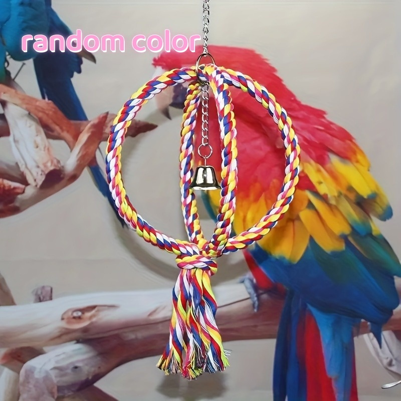 Image of 1pc Random Color Bird Swing Toy, Parrot Bird Ring Toy Rope Stainless Steel Wire Circle , Suitable For Pet Bird Climbing Swing Rope Bird Toy Parrot Toy Play Rest Training Rope Pet Toy