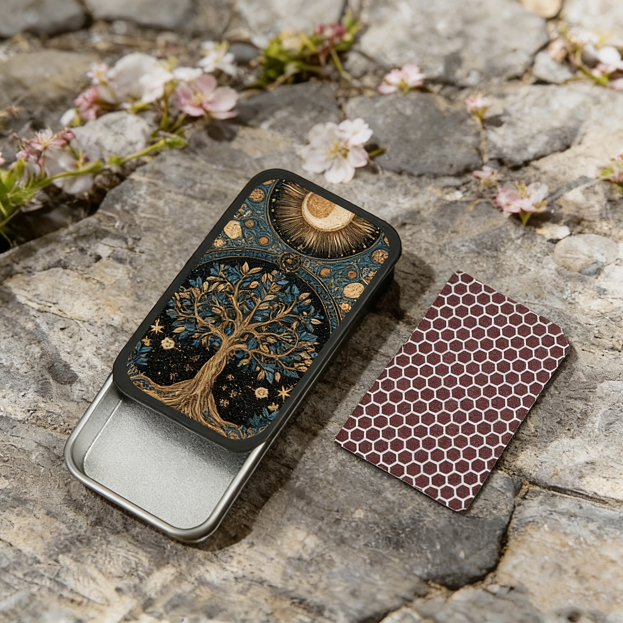 TEMU Boîte à 1 pièce/Arbre de Vie à couvercle coulissant, non incluses, coque imprimée avec motif d'arbre et de soleil, dégageant de la créativité,