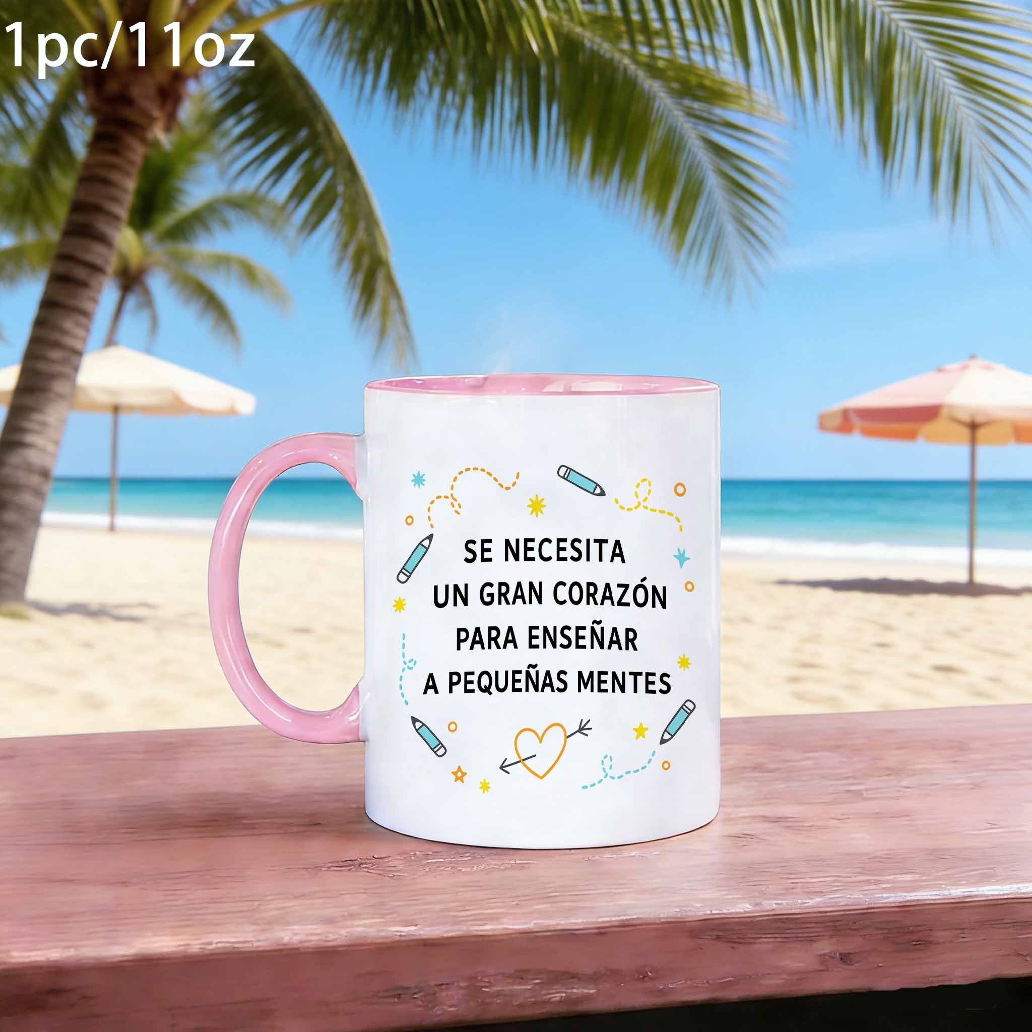 TEMU 1 taza novedosa con diseño de lápiz de para al profesor de español, taza de café, vaso de , 360 ml, regalo divertido