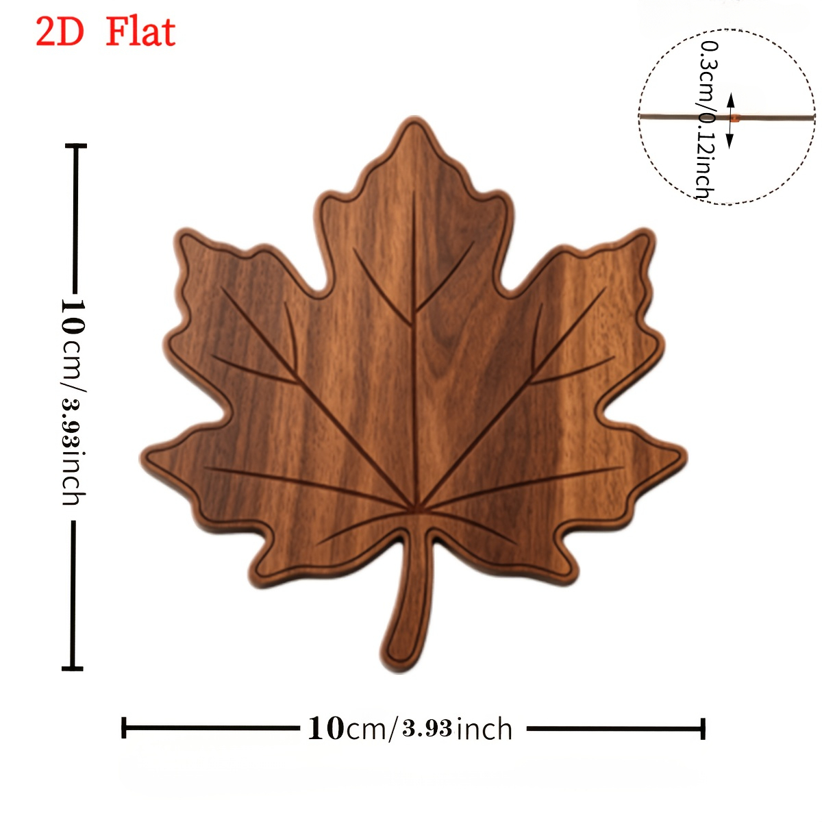TEMU 2d Flat, 6pcs Set Of Exquisite Leaf-shaped Wooden Coasters, A Multifunctional Non-slip Coaster Set For Hot Plates, Heat-resistant And Non-slip,