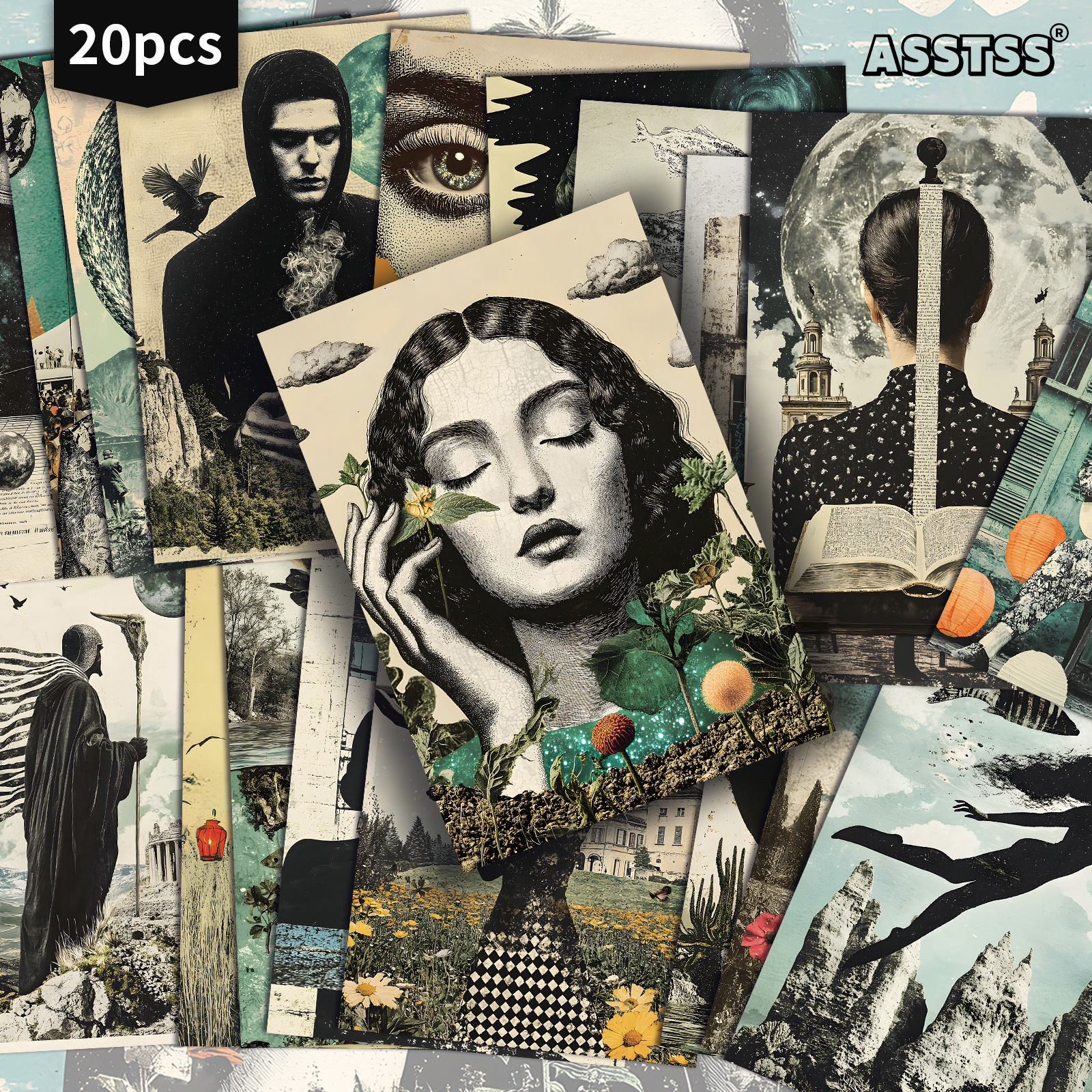 TEMU 20pcs Asstss Retro Pinup Cards Suitable For Scrapbooking & Crafting - Vintage Junk Journal Pages With Classic Pinup &, Collectible Decorative
