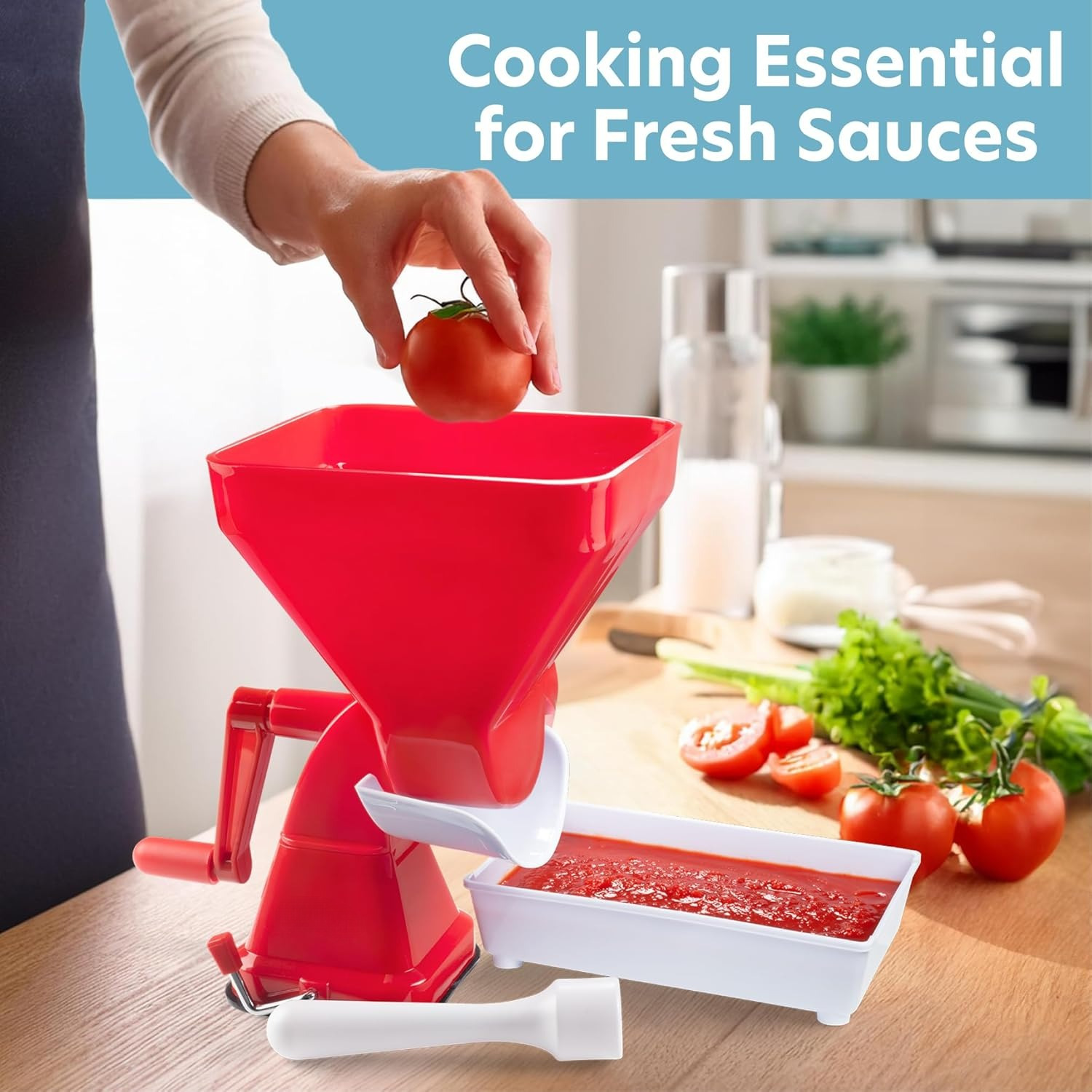 tomato strainer   juices w no peeling deseeding or   necessary suction cup     homemade pasta   fresh salsa potato puree maker must have canning supplies details 0
