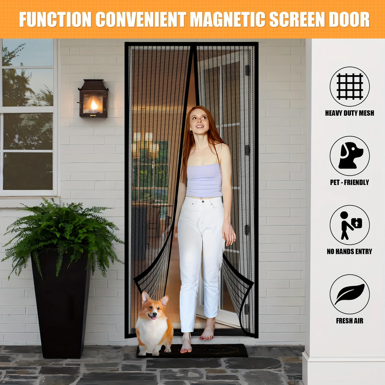 set magnetic screen door bohemian style heavy duty nylon mesh partition self sealing hands free pet and friendly knitted for room types home details 2