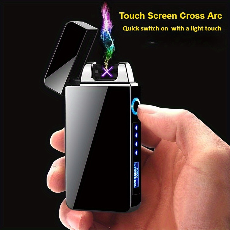 Rechargeable Windproof Electronic Lighter, Dual Arc USB-C Lighter, Flame-  Plasma Lighter for Outdoor Camping And BBQ Survival Kit, Valentine S Day Gift for Dad, Boyfriend, Husband