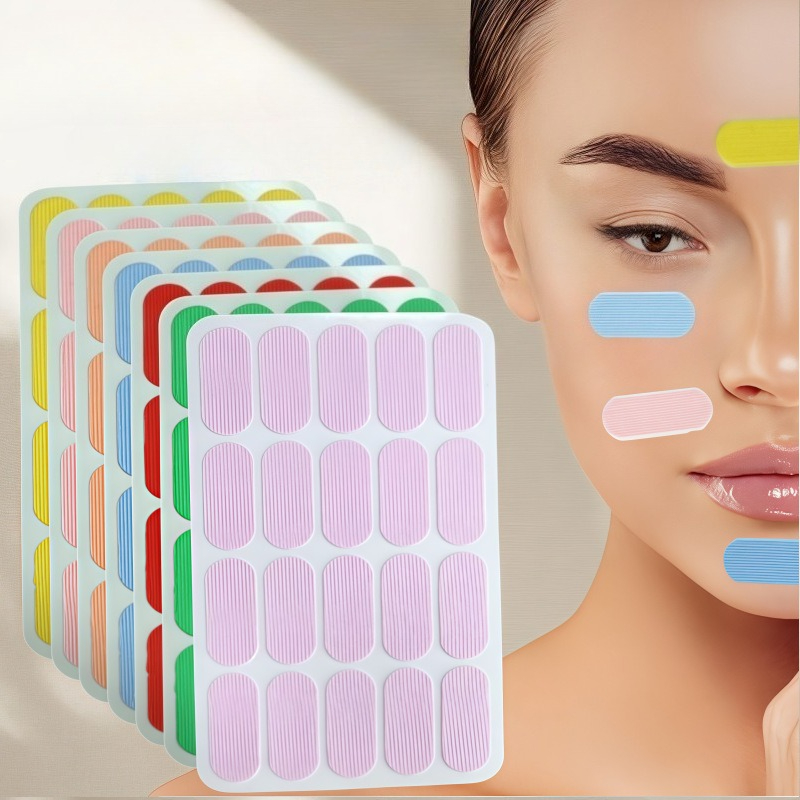 80pcs/4sheets Colorful Lifting Facial Patches, Physical   Lifting Facial Patches, Gentle and Breathable, Forehead and Chin Lifting Patches, Firming Skin  , Anti-sagging Care Patches, Random Colors