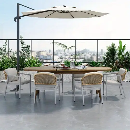 outdoor dining set dining chair set of 6 gray acacia wood expandable dining table