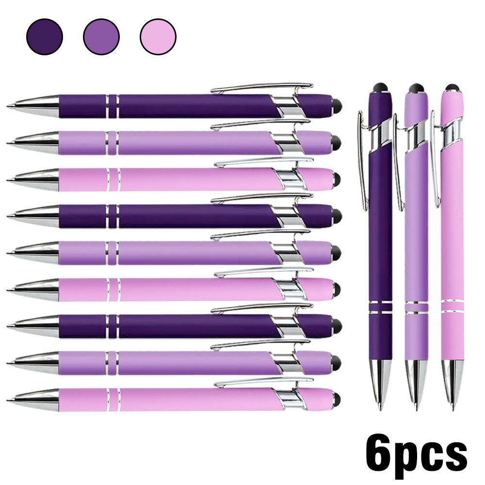 Image of 6/24pcs Beautiful And Ballpoint Pens, Capacitive Touch Writing Smooth, Student Stationery Holiday Gift, Black Ink. Christmas Gifts