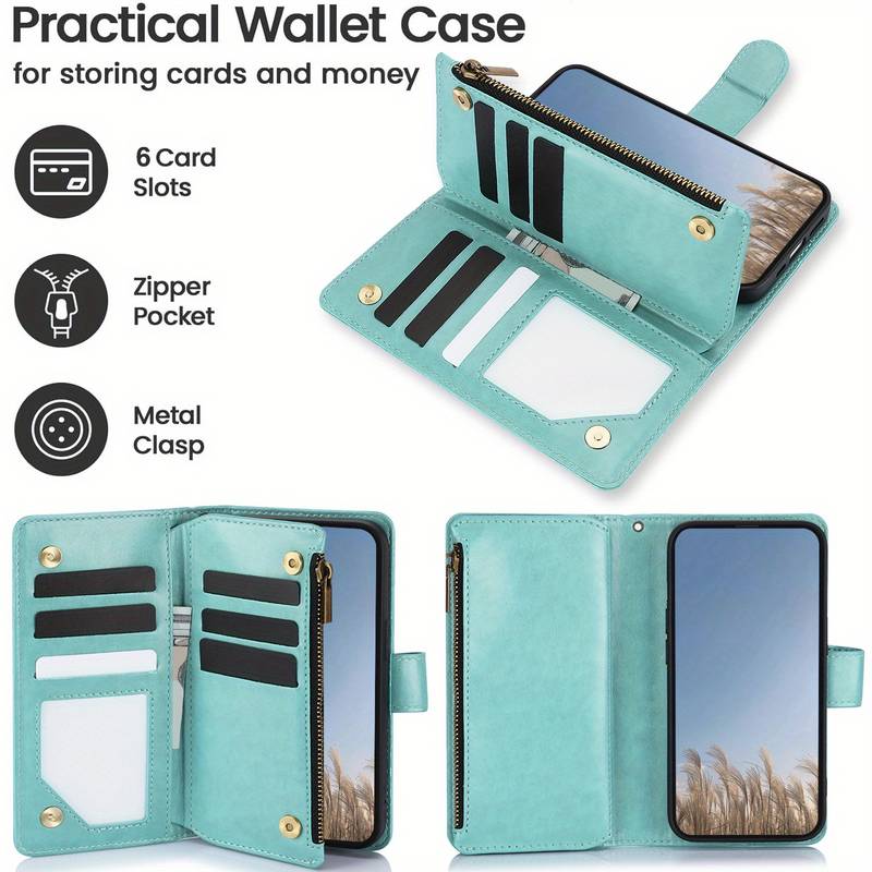Custodia Portafoglio Con Fiori Per Xiaomi 13 Lite - Pelle PU, Slot Carte, Zip E Cinghia, Rossa