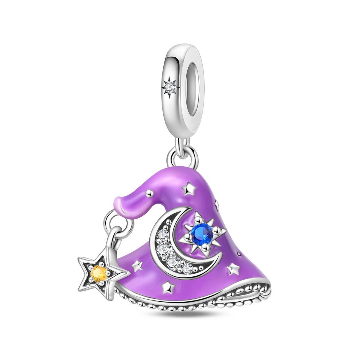 TEMU 1pc Breloques Argentées Phosphorescentes à , Pendentif de Chapeau pour Femme, Compatible avec Bracelet Original de 3 mm, Collier, Porte-clés,