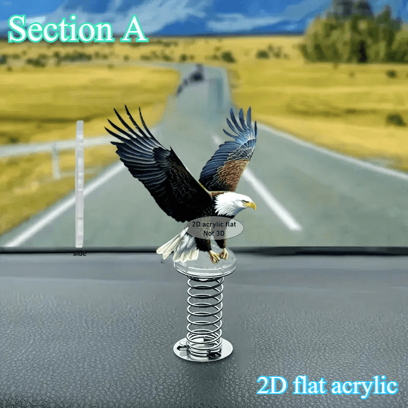 TEMU 2D flache Acryl-Autoornamente mit majestätischem Adler, 1 Stück - 2er Set, multifunktionale federnde Deko-Dekorationen für Fahrräder und Büros,