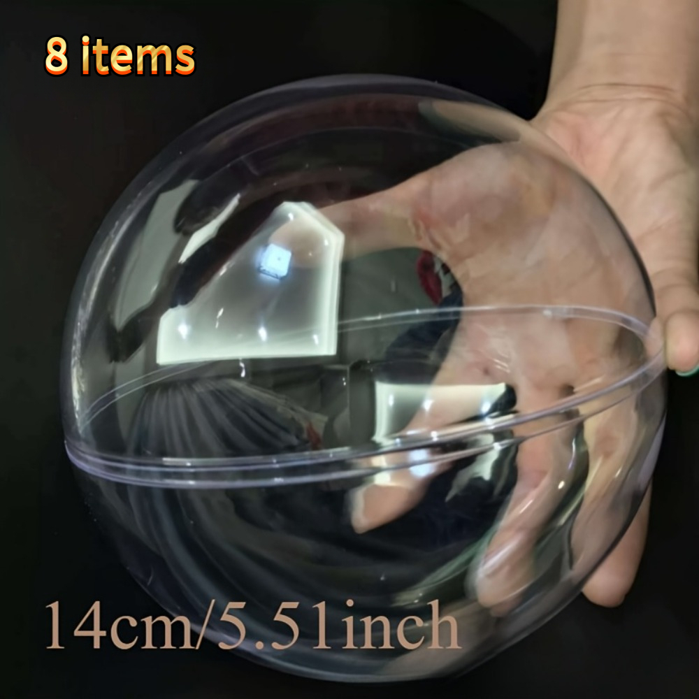 TEMU 8pcs Grands Ornements de Noël Transparents en Acrylique, Taille 5.51 Pouces - Boules Décoratives Creuses Remplissables, pour Présentations et