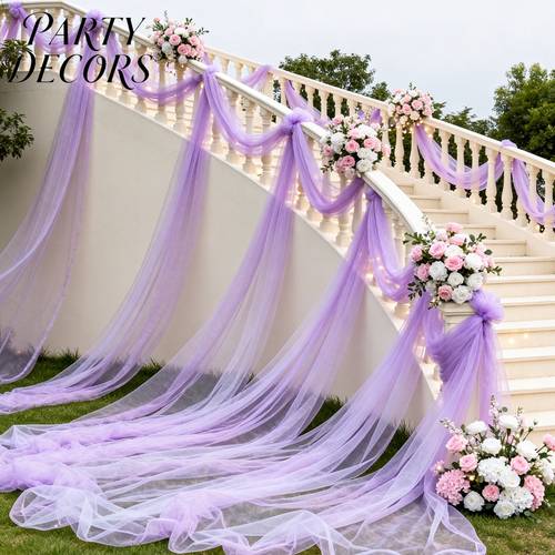 1 Roll Lavender Tulle Ribbon, Ceiling Drape, Extra Long 50M/90M. Wedding Arches, , Bridal Showers, Valentine S Day Decor, Stair Handrails And Dining Table Centerpieces