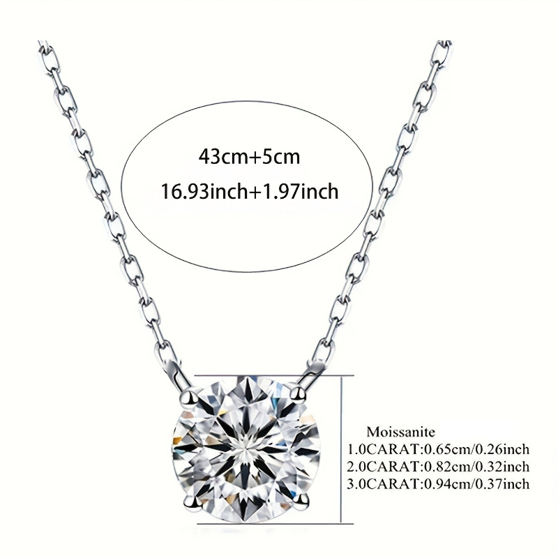 Children's 925 Silver Moissanite Four-Prong Necklace