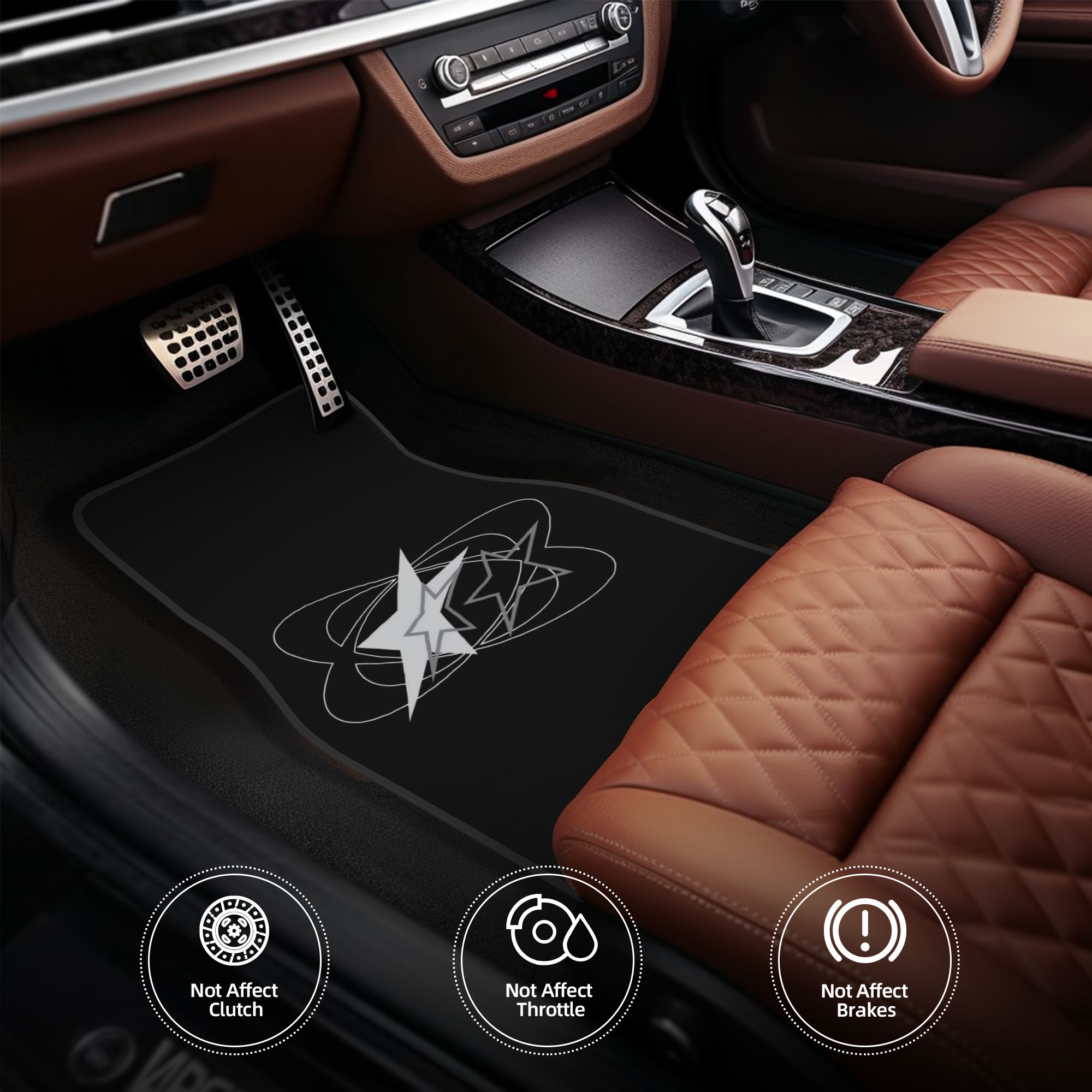 TEMU 4pcs, Car Floor Mats With Exquisite Appearance And Dark Style Pattern, Iconic Car Mat Theme, With Personalized Pattern, Suitable For Sedans,