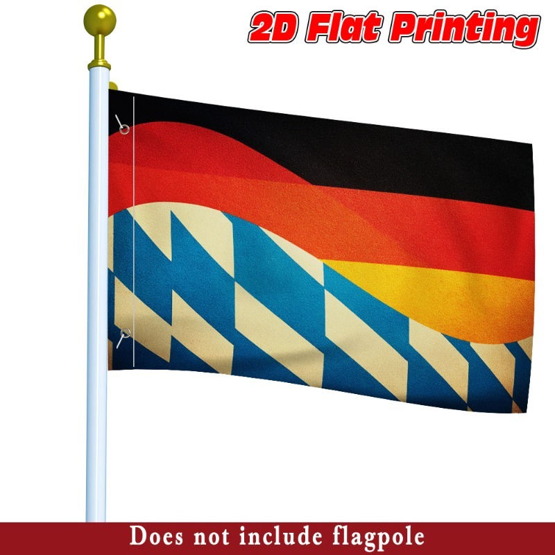 TEMU 2D Flat - Kreative deutsche und bayerische Flaggen-Kombination Illustration Oktoberfest Gartenflagge ., Polyester Hofdekor Flagge, zur