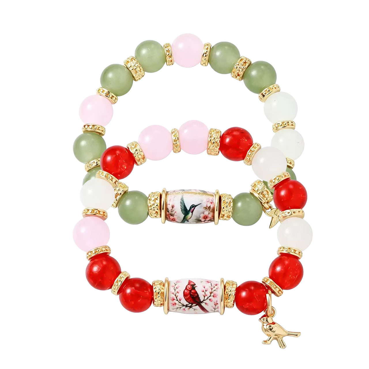 TEMU 2pcs Hummingbird Beaded Bracelet Set, Inspirational And Charming Stretch Bracelets, Love And Peace-themed Women's Jewelry Perfect Gift For