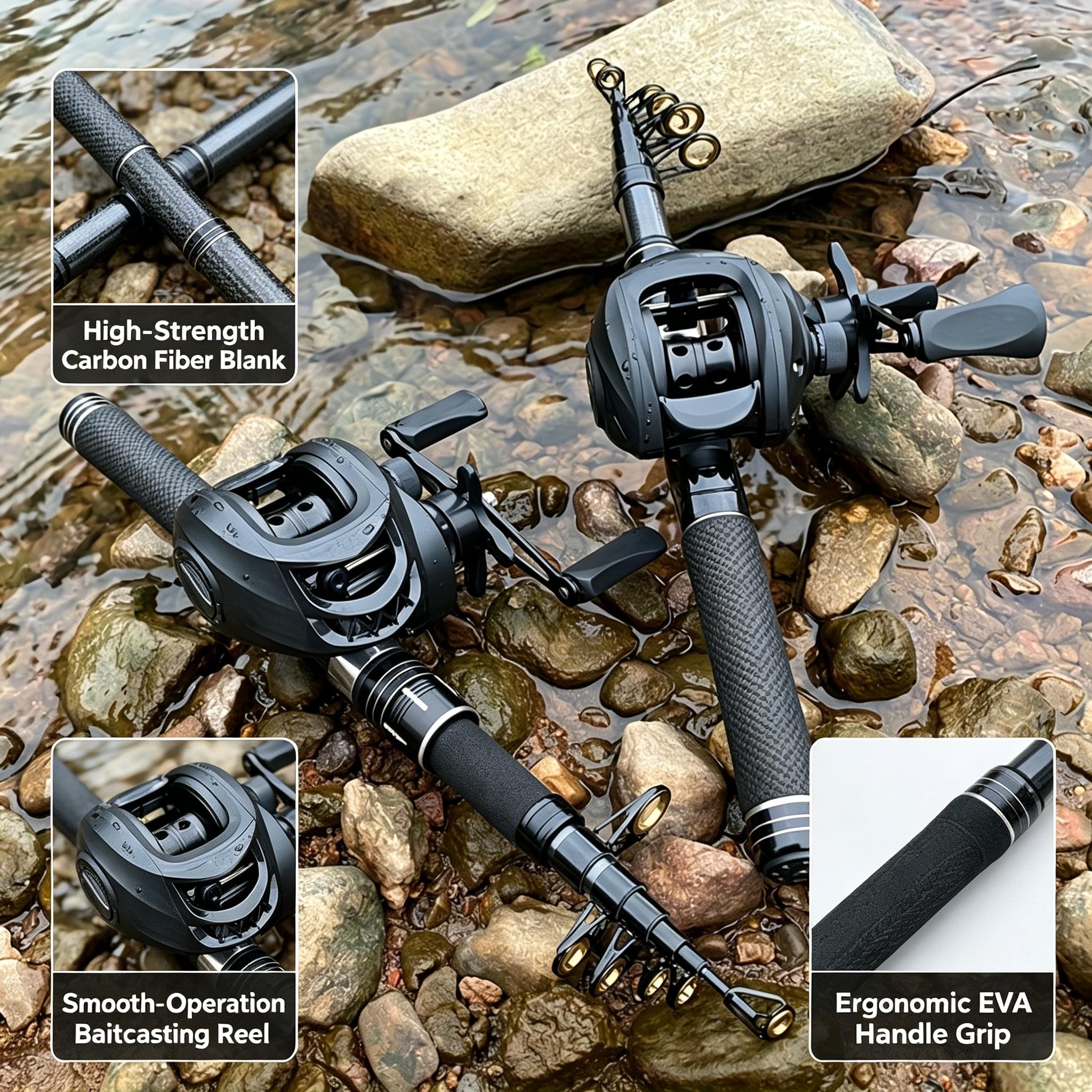baitcaster reel combo nz 19-Piece Combo 1.6/1.8/2.1/2.4/2.7*-Durable Long * Rod Set- Telescopic  Portable Hard Carbon Fiber Sea Fishing Rod * Ratio 7.2:1 Baitcasting Reel  Combo- Ideal for Mobile Sea Fishing *