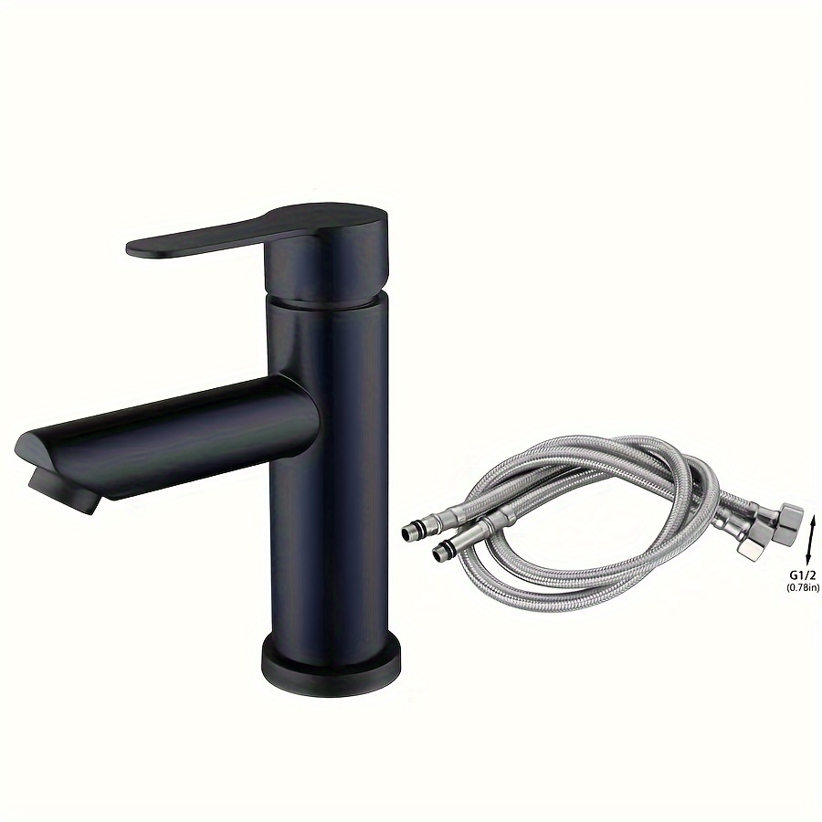 Modern Matte Black Faucet For Bathroom Sink - Features A , Single Hole Setup, Valve Core, And Requires No Electricity For Kitchen And Bathroom Use