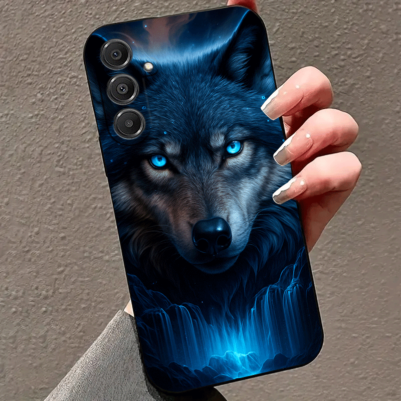 TEMU Phone Case - Cool Wolf , Blue Luminous Effect, Phone Case Suitable For Galaxy A02 A03s A04 A05s A06 A13 A14 A15 A16 5g A21s A22 A23 A24 A25 A32