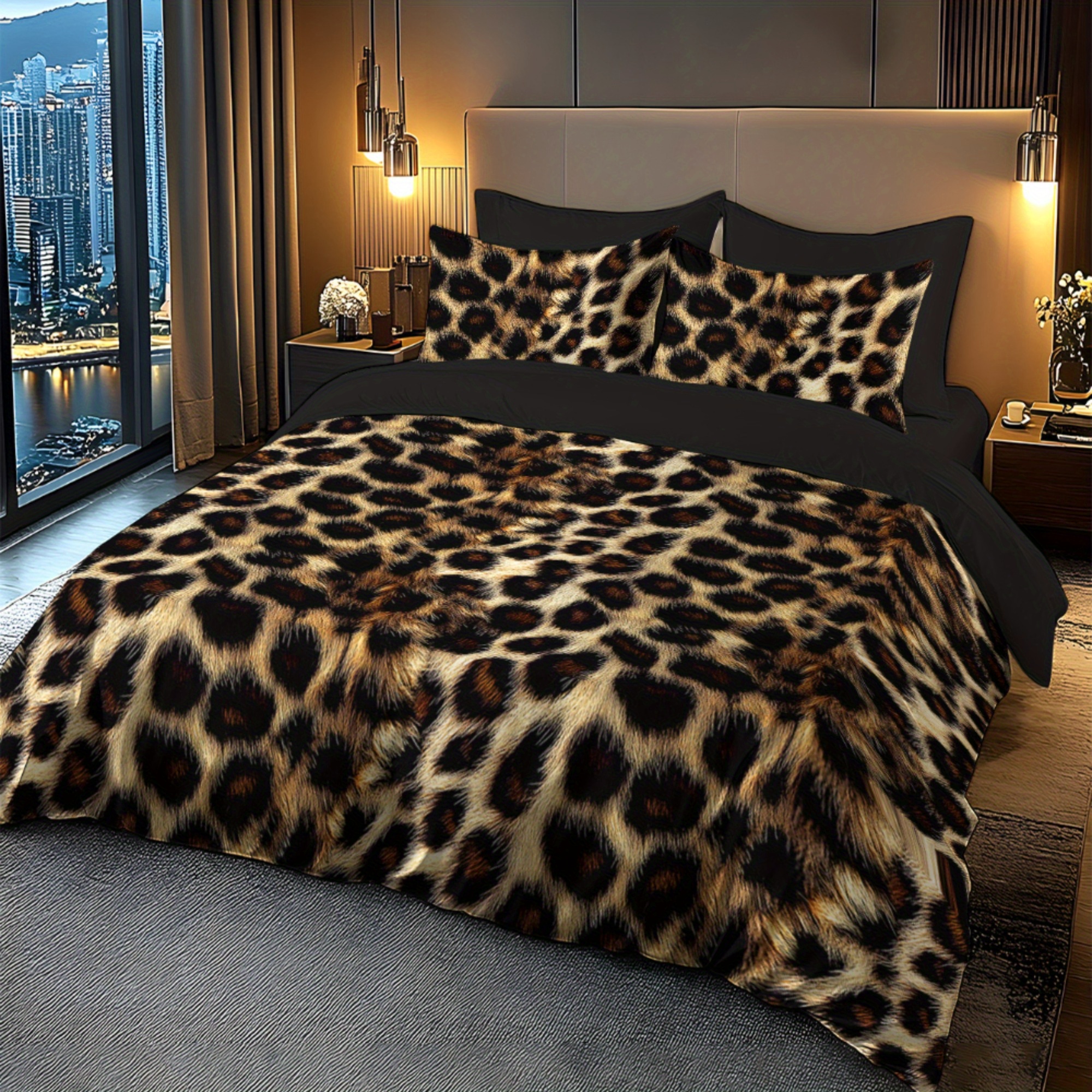 Image of 2/3pcs Bedding Duvet Cover Set, Leopard Print Themed Design With 3d Brushed , Duvet Cover Set Bedding (does Not Filler), Soft And Comfortable Fabric, Suitable For Bedrooms, Hotels, Luxury Hotels