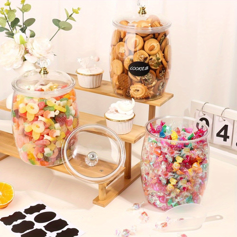 2 candy jars with lids and spoons 1 2 gallon clear plastic cookie containers large airtight   storage mechanism hard snack buffet jars   wedding home decor kitchen bar decor