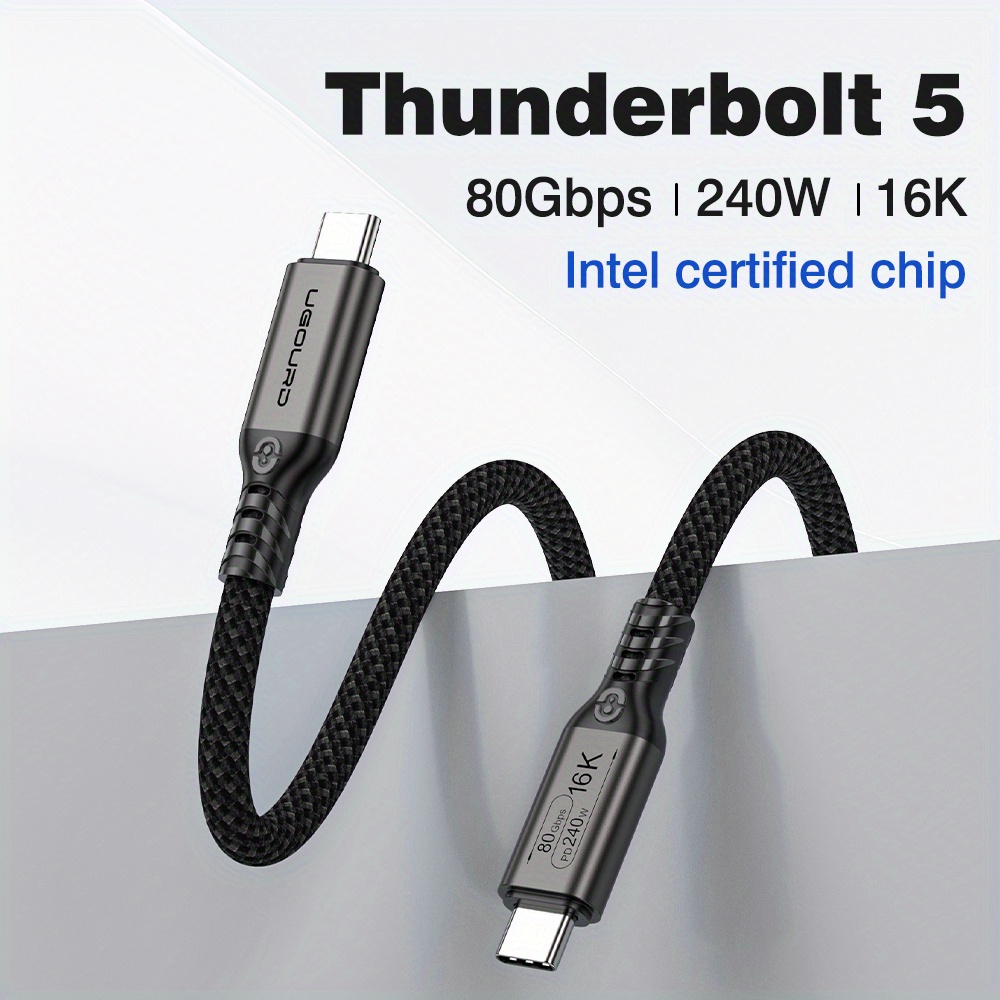 Image of Thunderbolt 5 Cable Chip Compatible With Thunderbolt 4 Thunderbolt 3 Usb-c 2m Max 120gbps Compatible With Pd3.1 16k@60hz Dp-alt Mode Video Transfer For M.2 Hard Docking Station