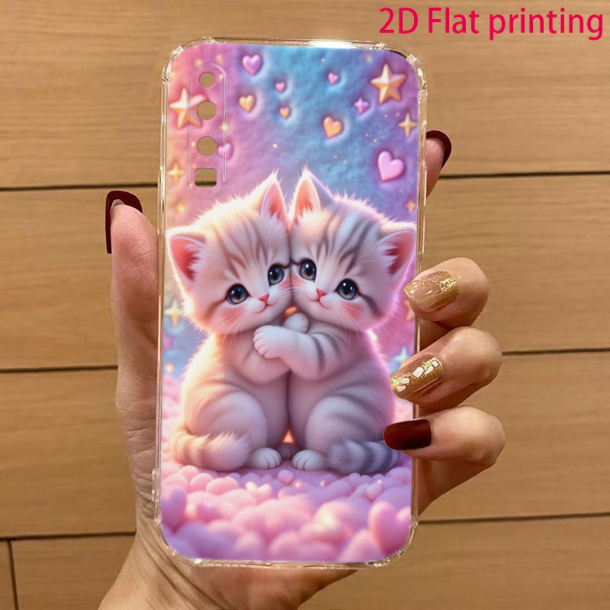 TEMU Phone Case: [phone Case] Cute Cartoon 2d Flat Printing Phone Case, 'kitten Love: 'compatible With Multiple Models Of Huawei And Honor Series