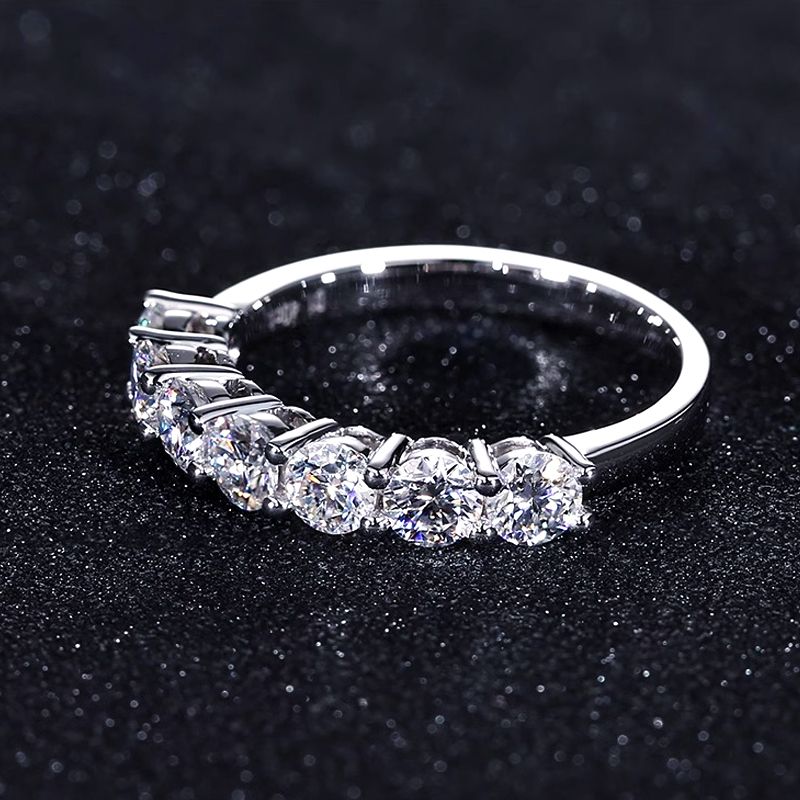 Women's 0.7 Carat White Moissanite Seven-Stone Ring, Romantic Glow