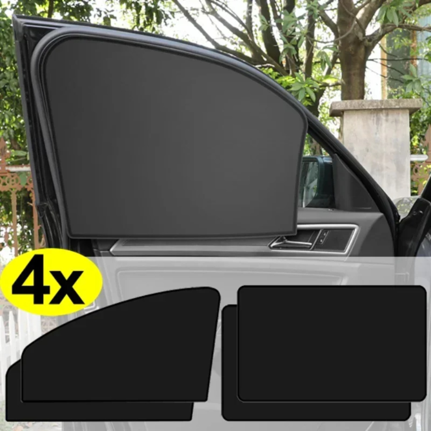 Image of Magnetic Car Window Sunshade With Privacy Screen - Heavy Duty Mesh Front/rear Coverage, /remove, Suitable For All Car Models, Trucks, Suvs - Heat Insulation And