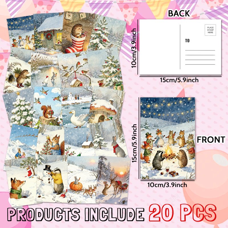 TEMU Set de 20 tarjetas navideñas con encantadoras y festivas, perfectas para decoración del hogar, álbumes de recortes o como tarjetas de