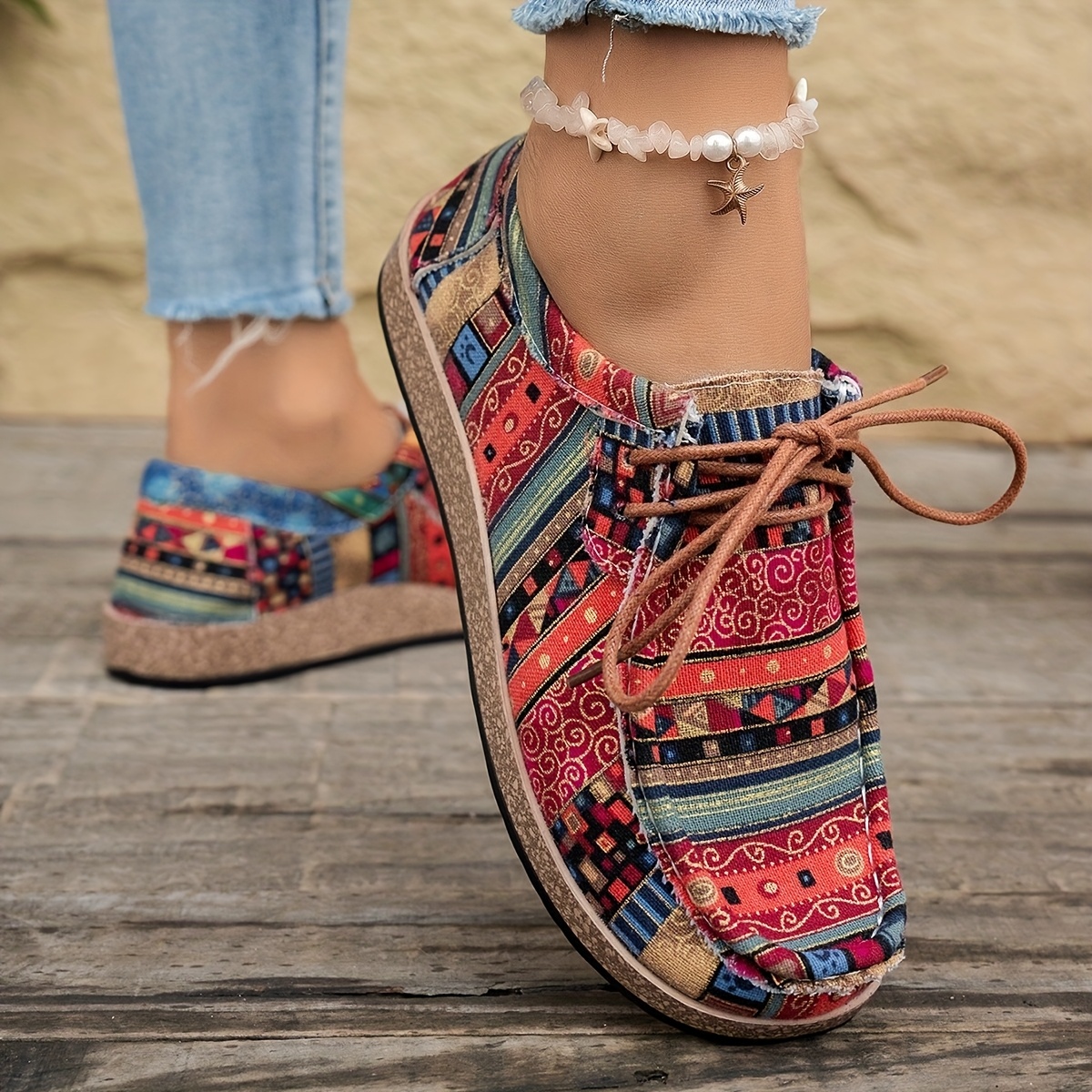 Ethnic Style Women's Breathable Flat Casual Sneakers