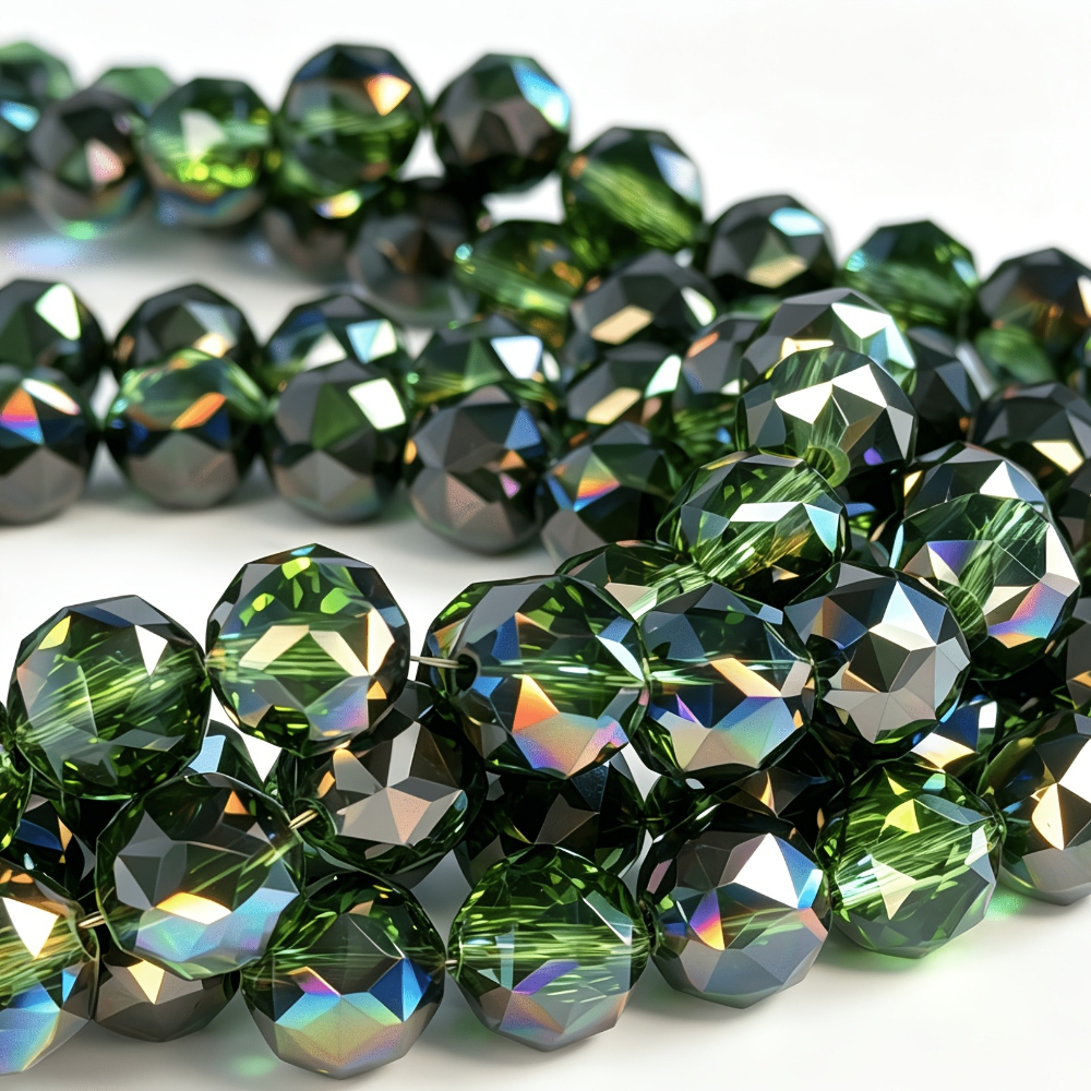 TEMU Perles de verre autrichiennes multifacettes de boule de fleur, illusion vert forêt foncé, 8/10 mm, convenant à la fabrication de bijoux, perles