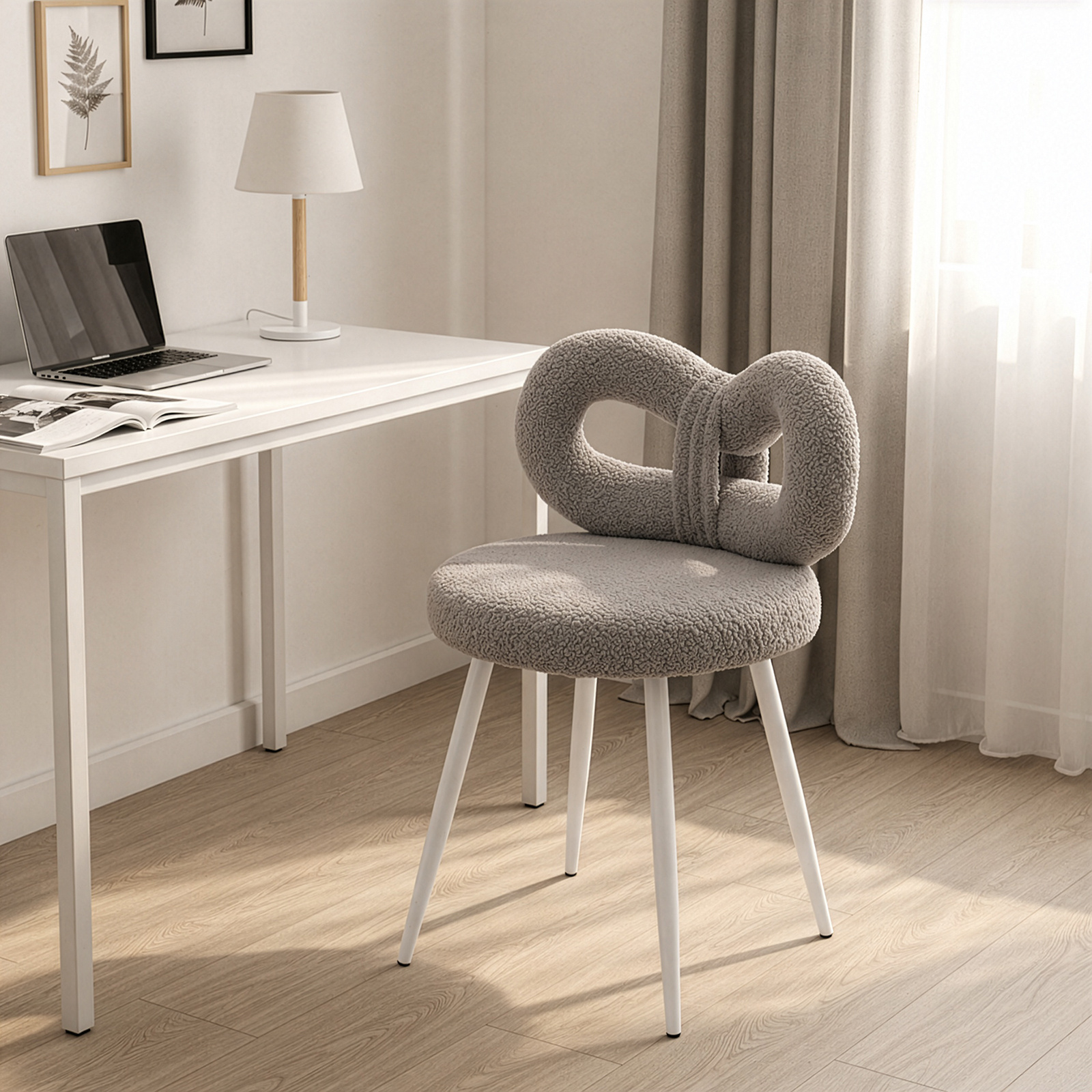 TEMU Chaise de Cosmétique Pivotante à Hauteur Réglable Élégante - Siège Rembourré , Cadre en Métal Robuste, Aucun , pour Bureau à Domicile, Salon de