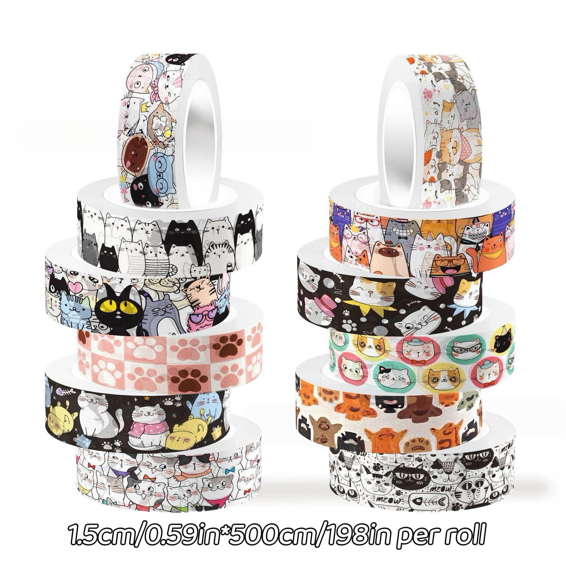 TEMU 12-roll Kitten Series Washi Tape Set With Cat & Suitable For Parties, Scrapbooking, Diy Crafts - 12 Rolls Of Cute Cat-themed Masking Tape For