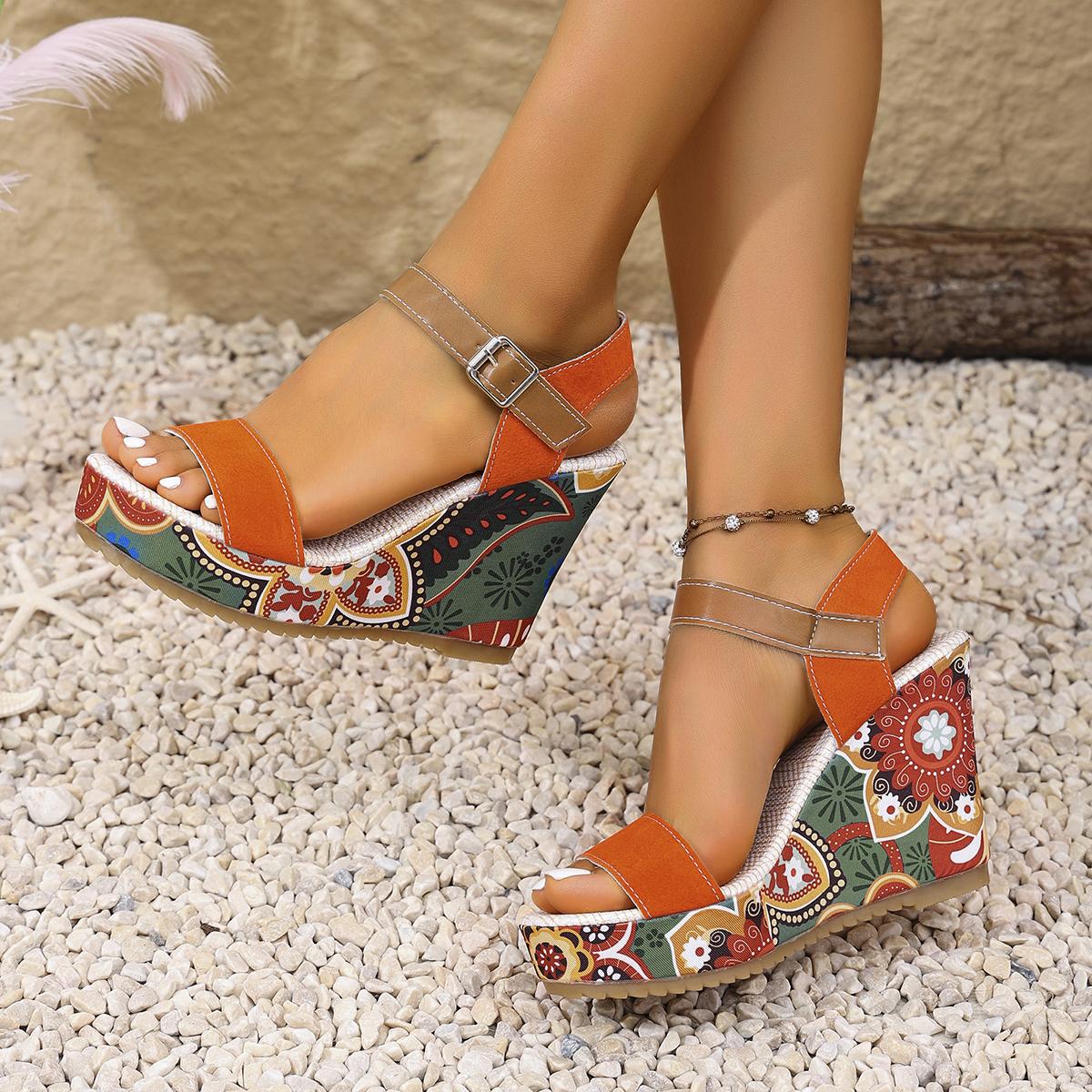 TEMU Nuovi Sandali con Zeppa e Plateau da Donna Taglie Forti, Scarpe Eleganti Estive con Lacci, Cinturino alla Caviglia e Plateau, Calzature da Donna