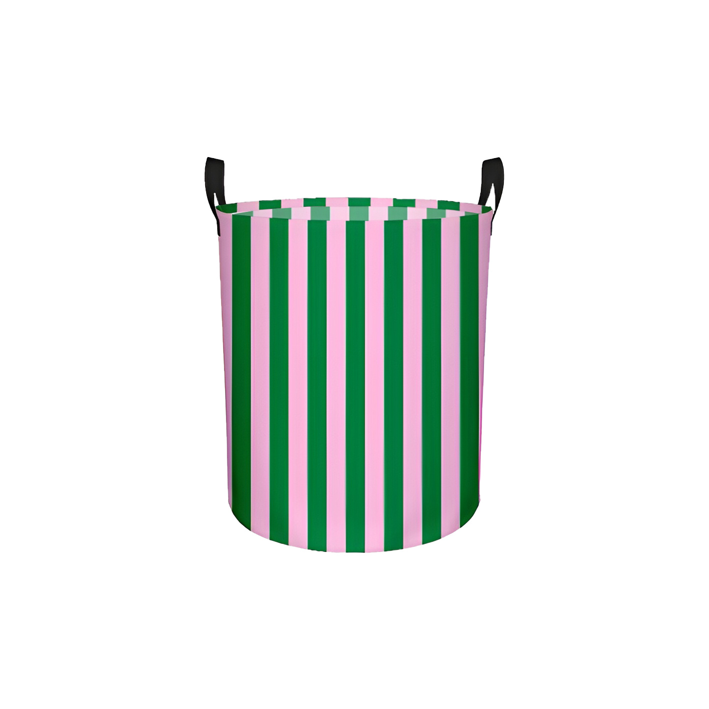 TEMU 1pc Boîte de rangement imprimée motif rayé rose et vert, panier à linge sale, convient pour la décoration de chambre, paniers de chambre à