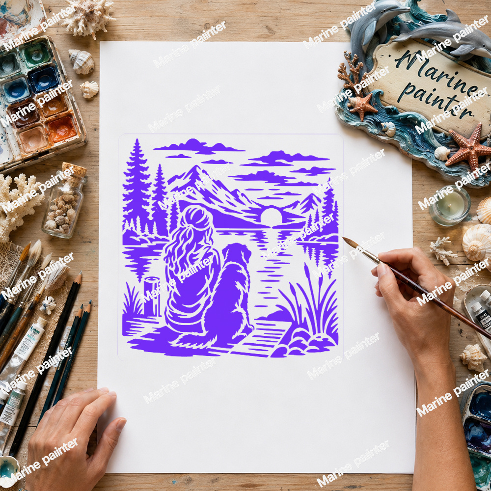 Girl and Dog Painting Template