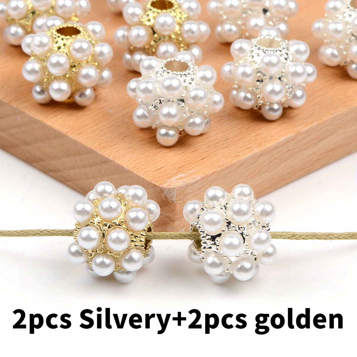 TEMU 4pcs Random Colors 16mm Alloy Beads Charms 4mm For Pen Crafting Diy Bead Assortments