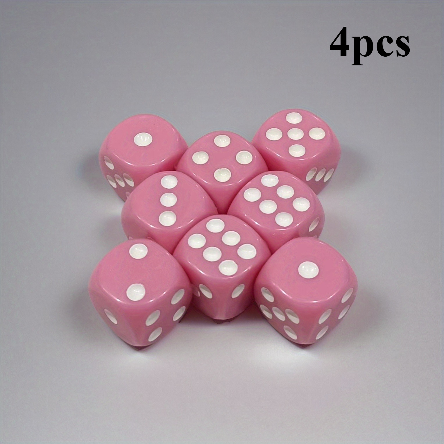 Pack of 4 Rounded Corners Pink Game Dice, Party Gifts