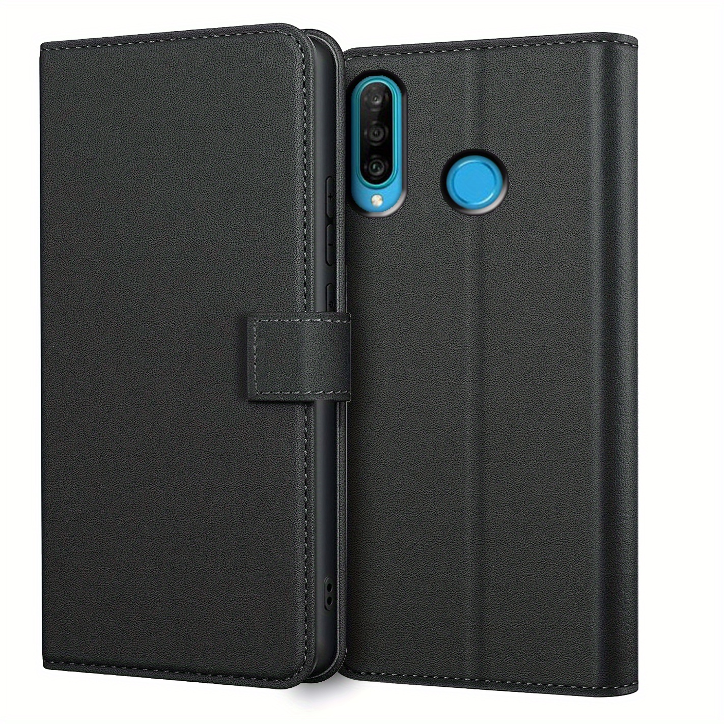 TEMU Phone Case: For Huawei P20 P30 Case With Kickstand Black Pu Leather Card Slot Flip Protective Phone Case Cover