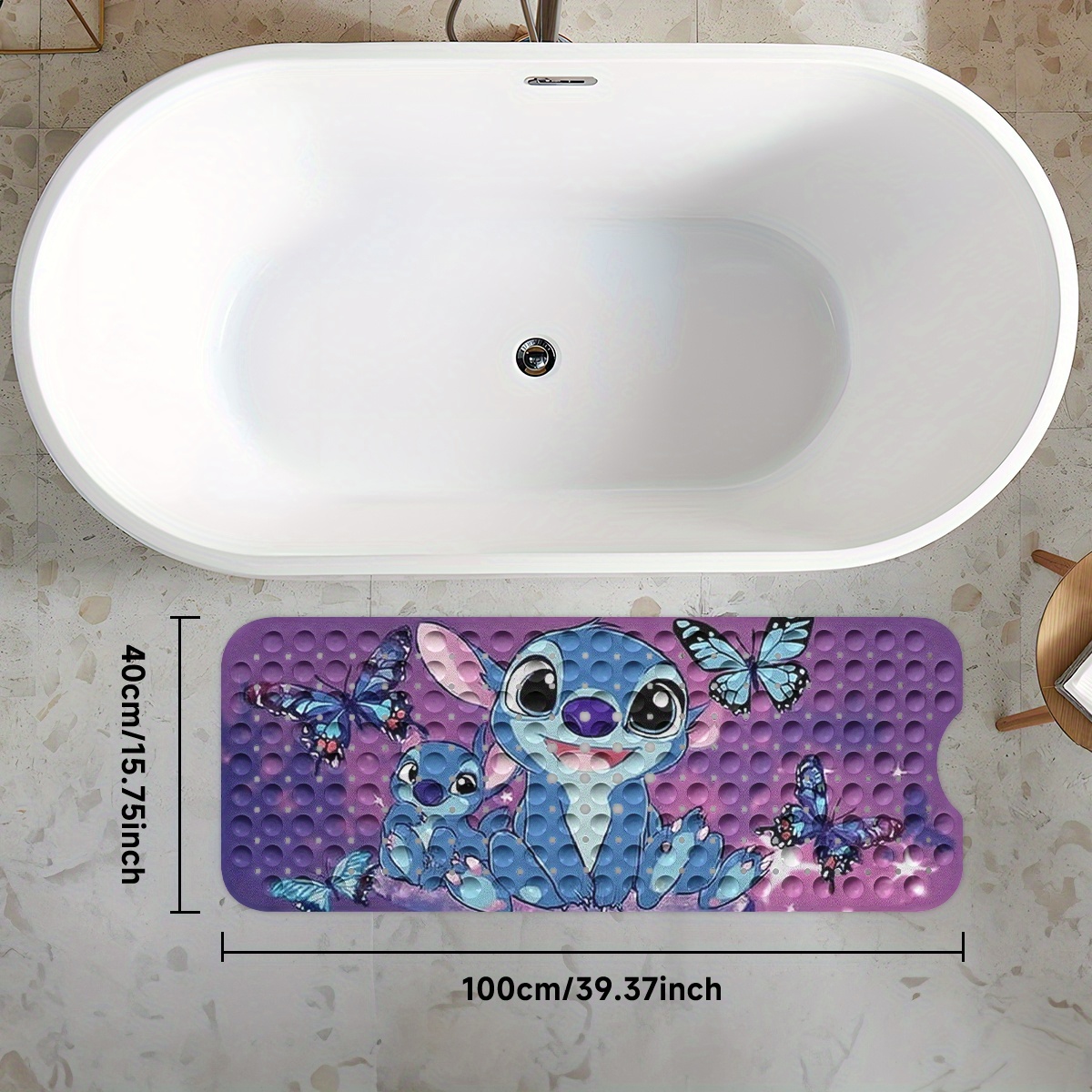     purple blue     gradient background cartoon style bathtub mat non slip bathroom bath mats for shower floor 40x100cm 15 7x39 3in comfortable soft water absorbent anti slip bath mat Product details 3