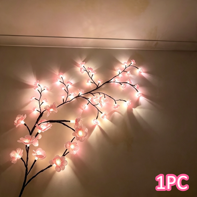 TEMU 1pc 72 Led Cherry Vine String Lights (36 Leds   36 Cherry Blossoms), Led Branch Lights, 8 Flashing , Lighted Holiday Displays, Usb-powered,