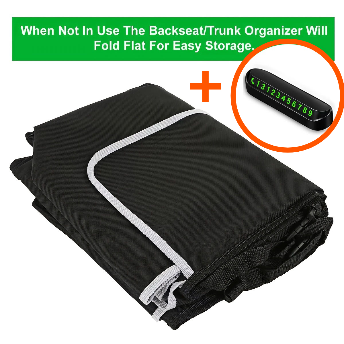 TEMU 2pcs (large Capacity Storage Bag For Car Seats   Rear Parking Phone Clip), Large Capacity 600d Oxford Fabric Multi-pocket Organizer With Hanging