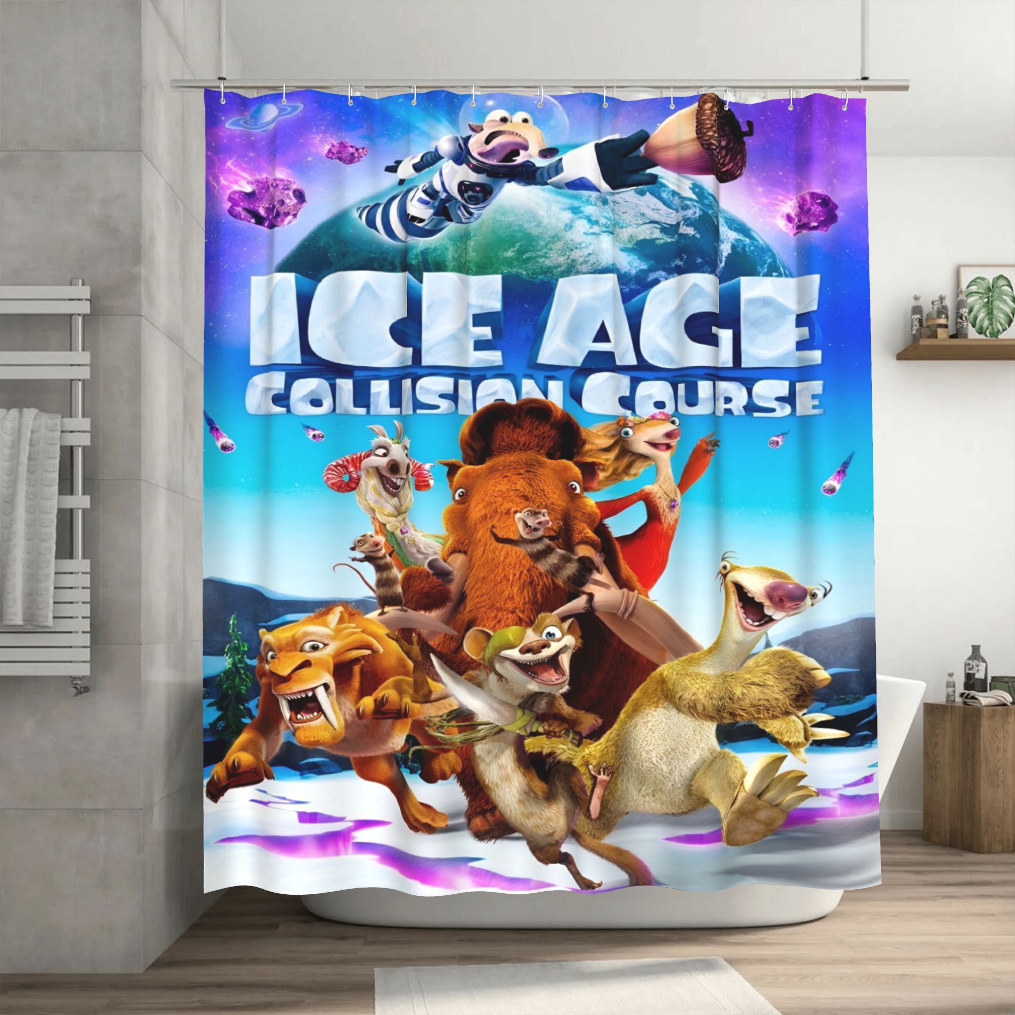     shower curtain durable polyester vibrant cartoon animal design with   sid   more removable bathroom decor machine washable   theme   design   feature