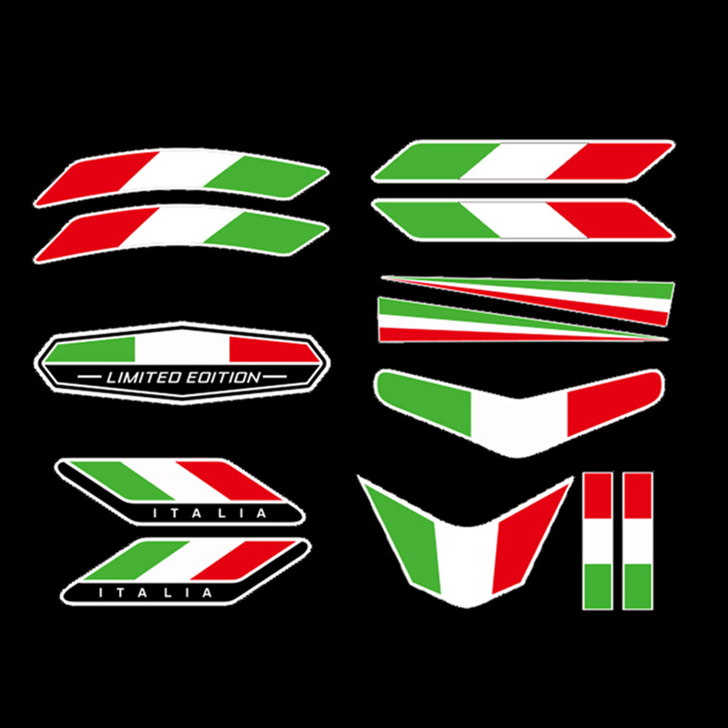 2d Plane Sticker 13pcs Italian Flag Sticker, Paper Material, Edition Sticker, Suitable For Motorcycles, Cars, Bicycles, Trucks - Car Decoration Parts Motorcycle Helmet Sticker