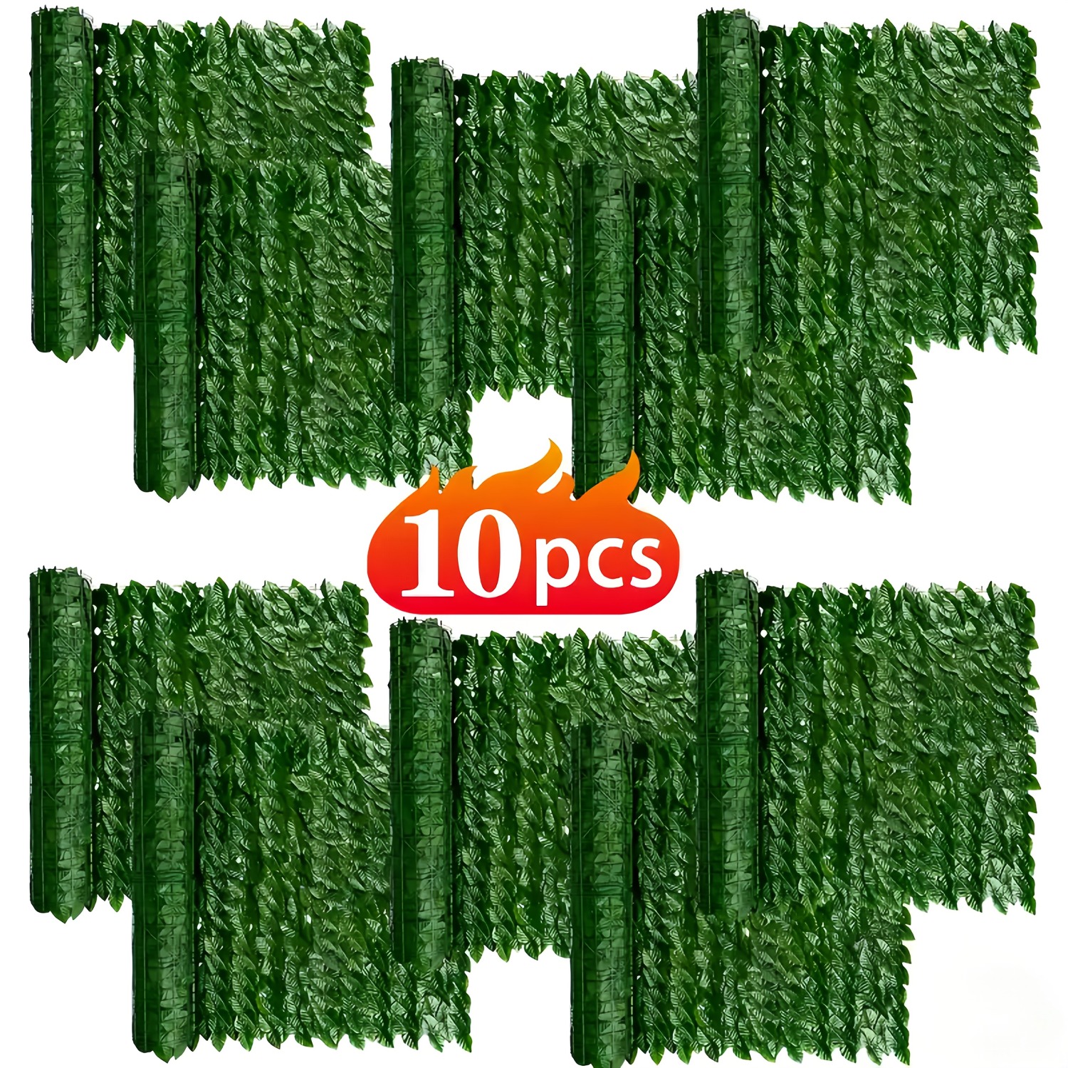TEMU 10 Artificial Ivy Fence Panels - 196.85" X 19.68" Realistic With A Dense Leaf Design, Made Of High-quality Plastic, Suitable For Outdoor/ Indoor
