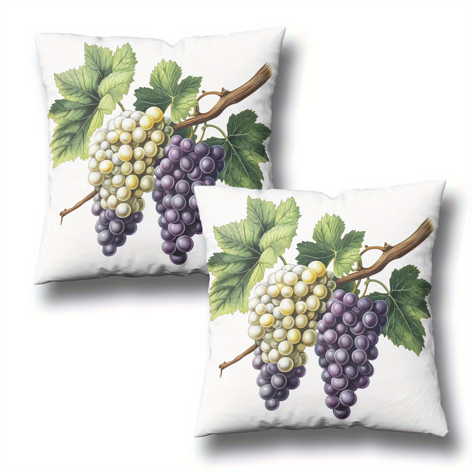 TEMU 2pcs Soft And Elegant Throw Pillow Cover Grapes With White And Purple Grapes On Versatile Design Living Rooms Bedrooms And Offices