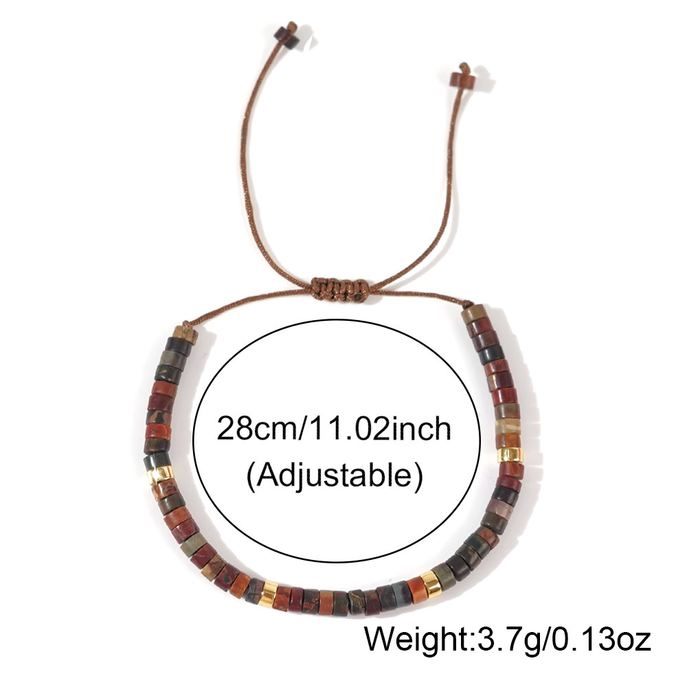 Women's Woven Natural Stone Bead Bracelet, Adjustable Knot Design